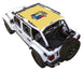 Sun shade top by SpiderWebShade for Jeep Wrangler JLU 4-Door; tan printed crest roof