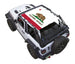 Sun shade top SpiderWebShade for Jeep Wrangler JL 2-Door; white fabric with California Republic flag bear graphic