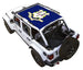 Sun shade SpiderWebShade for Jeep Wrangler JLU 4-Door (2018–2026), blue printed roof-top design