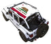Sun shade for Jeep Wrangler JLU 4-Door by SpiderWebShade, white top with California Republic flag bear design
