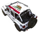 Sun shade for Jeep Wrangler JLU 4-Door by SpiderWebShade, white top with California Republic flag bear design