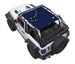 SpiderWebShade Sun Shade for Jeep Wrangler JL 2-Door, Alaska state flag print on dark blue fabric