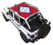 Sun Shade for Jeep Wrangler JLU 4-Door by SpiderWebShade; red printed shade top.
