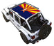 Sun shade for Jeep Wrangler JLU 4-Door by SPIDERWEBSHADE with Arizona state flag print on roof panel top