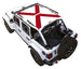 Sun shade top for Jeep Wrangler JLU 4-Door; SpiderWebShade stock printed red cross design on roof