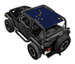 Sun shade for Jeep Wrangler TJ, SPIDERWEBSHADE blue printed top with yellow stars.