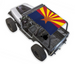 Sun shade top for Jeep Wrangler YJ by SPIDERWEBSHADE, Arizona flag print