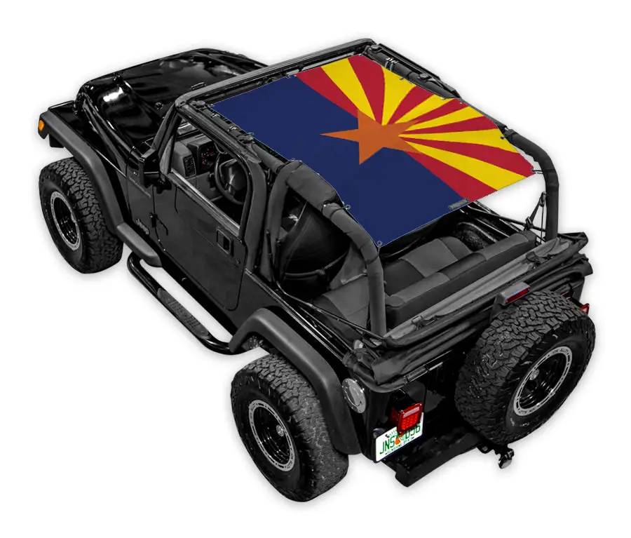Sun shade SPIDERWEBSHADE for Jeep Wrangler TJ with Arizona flag print