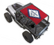 SPIDERWEBSHADE sun shade for Jeep Wrangler YJ, red printed top with Arkansas state flag design.