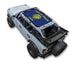 Ford Bronco sun shade top by SpiderWebShade, blue Oregon state flag print.