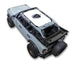 Sun shade top for Ford Bronco (2021–2026) by SPIDERWEBSHADE; white stock-printed shade with a blue emblem