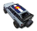 Sun shade top for Ford Bronco by SpiderWebShade, stock printed Colorado flag design (2021-2026).