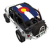 Sun shade for Jeep Wrangler LJ (2004–2006); SpiderWebShade printed top with Colorado state flag design.