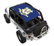 SPIDERWEBSHADE sun shade top for Jeep Wrangler LJ 2004–2006 in blue with Connecticut state flag design
