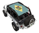 Sun Shade SPIDERWEBSHADE for Jeep Wrangler LJ 2004–2006, teal printed top with crest emblem