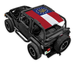 Sun shade top for Jeep Wrangler TJ (1997–2006) by SpiderWebShade, printed red, white and blue flag design.
