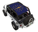 Jeep Wrangler LJ Sun Shade by SpiderWebShade, navy blue stock print with Indiana state flag design