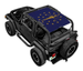 SPIDERWEBSHADE Sun Shade for Jeep Wrangler TJ; blue printed top with gold star motif
