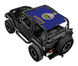 Sun shade top for Jeep Wrangler TJ by SpiderWebShade, Kansas flag print, blue fabric on black Jeep