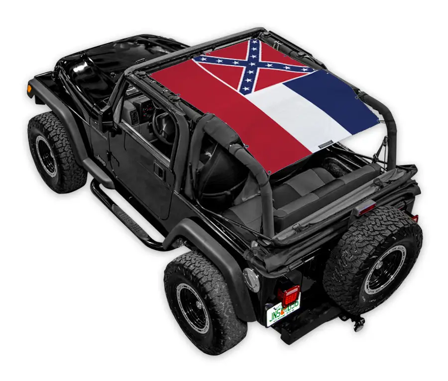 Jeep Wrangler TJ Sun Shade (1997–2006) SPIDERWEBSHADE with printed flag design