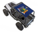 Jeep Wrangler YJ sun shade top, blue with printed crest design