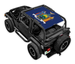 SpiderWebShade sun shade for Jeep Wrangler TJ (1997–2006), blue printed top with state seal design