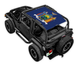SpiderWebShade sun shade for Jeep Wrangler TJ (1997–2006), blue printed top with state seal design
