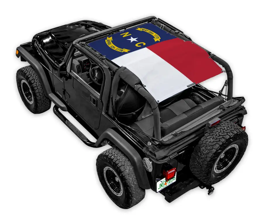 Sun shade SpiderWebShade for Jeep Wrangler TJ 1997–2006 with flag print top
