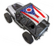 SpiderWebShade sun shade top for Jeep Wrangler YJ; stock printed shade with flag-style red, white, blue design.