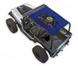 Sun shade SPIDERWEBSHADE for Jeep Wrangler YJ, blue shade top with heraldic crest.