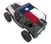 SpiderWebShade sun shade for Jeep Wrangler YJ, stock printed Texas flag design.