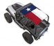 SpiderWebShade sun shade for Jeep Wrangler YJ, stock printed Texas flag design.