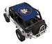 Sun shade for Jeep Wrangler LJ (2004–2006); SPIDERWEBSHADE blue printed shade top with Utah state seal.
