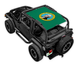 SPIDERWEBSHADE sun shade for Jeep Wrangler TJ, green printed shade top with circular emblem, includes stock graphics