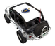 Sun Shade for Jeep Wrangler LJ (2004-2006) by SpiderWebShade; white shade top with printed logo.