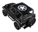 Sun shade for Jeep Wrangler TJ by SPIDERWEBSHADE; black shade top with white star logo