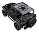 SpiderWebShade Sun Shade Top for Jeep Wrangler TJ (1997–2006); gray shade with black star logo.