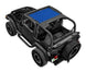 Sun Shade for Jeep Wrangler TJ 1997–2006 by SPIDERWEBSHADE, blue solid shade panel.