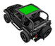 Sun shade for Jeep Wrangler TJ by SpiderWebShade; solid green shade top (1997–2006)