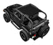 Sun shade top for Jeep Wrangler TJ (1997–2006) by SPIDERWEBSHADE, solid black shade over cockpit.