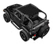 Sun shade top for Jeep Wrangler TJ (1997–2006) by SPIDERWEBSHADE, solid black shade over cockpit.