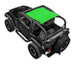 SPIDERWEBSHADE sun shade for Jeep Wrangler TJ (1997–2006), bright green panel on black jeep