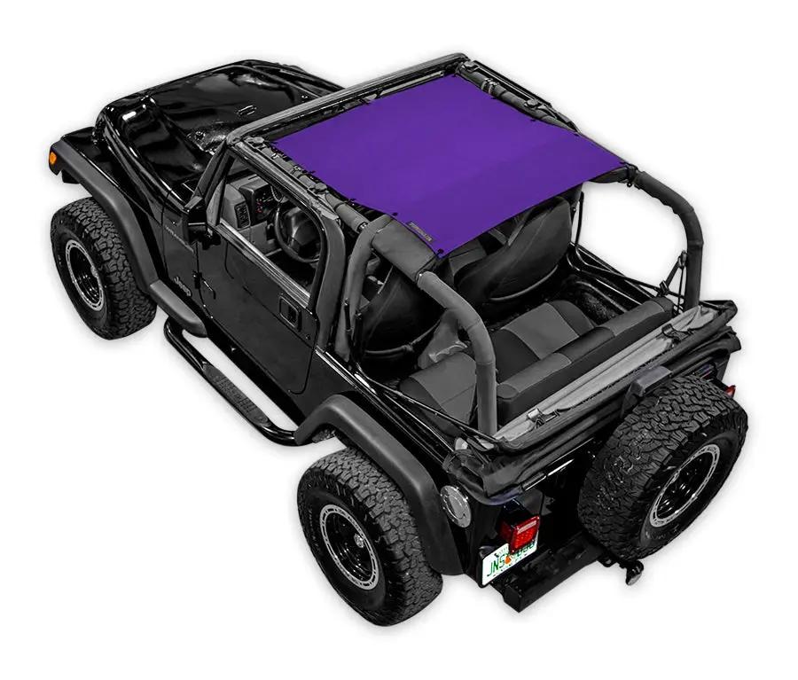 Sun shade top for Jeep Wrangler TJ (1997–2006) by SPIDERWEBSHADE with purple panel