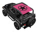 Sun Shade SPIDERWEBSHADE for Jeep Wrangler TJ, pink shade with black star logo.