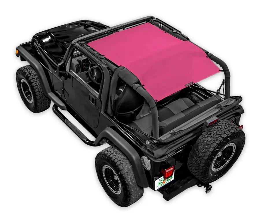 Sun shade for Jeep Wrangler TJ (1997–2006) by SPIDERWEBSHADE, pink solid color shade top