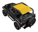 SpiderWebShade sun shade for Jeep Wrangler TJ 1997–2006, yellow shade top on a black jeep