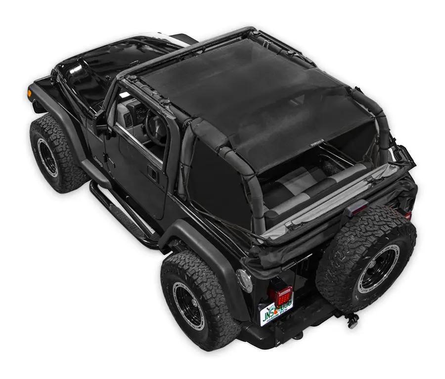 Sun Shade for Jeep Wrangler TJ (1997–2006) by SpiderWebShade; solid black shade top