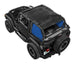 Sun Shade by SpiderWebShade for Jeep Wrangler TJ (1997–2006); blue side panels, black shade top