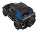 Sun Shade by SpiderWebShade for Jeep Wrangler TJ (1997–2006); blue side panels, black shade top