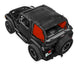 SpiderWebShade sun shade for Jeep Wrangler TJ (1997–2006); orange side panels, black mesh top